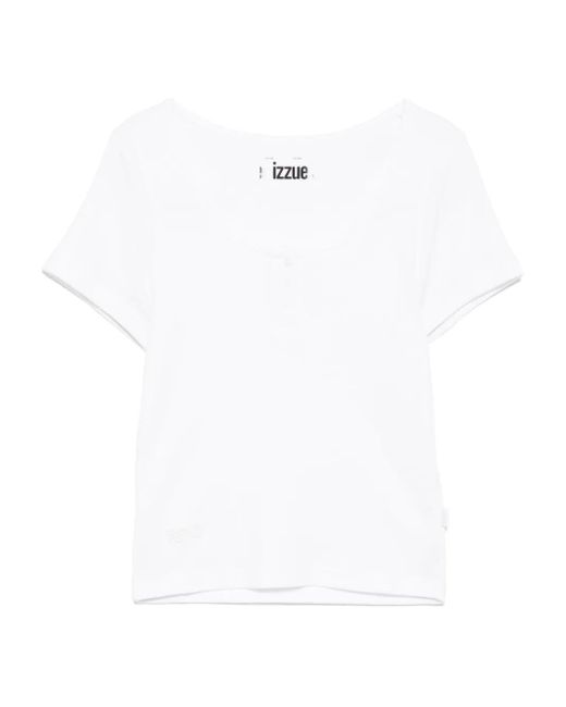 Izzue White Ribbed T-Shirt