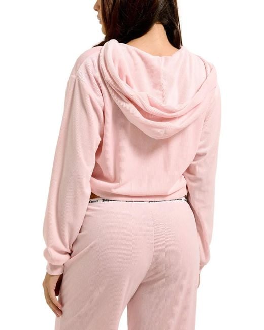 Juicy Couture Pink Ribbed Velour Hoodie