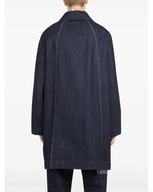 Ferragamo Blue Denim Buttoned Coat for men