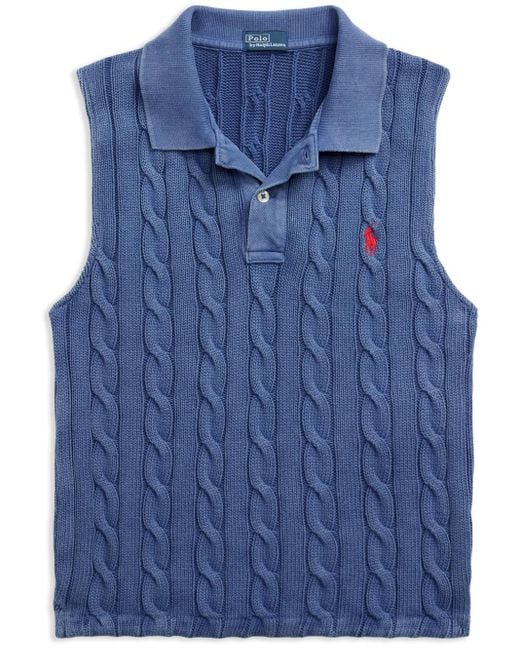 Polo Ralph Lauren Blue Cotton Knit Vest