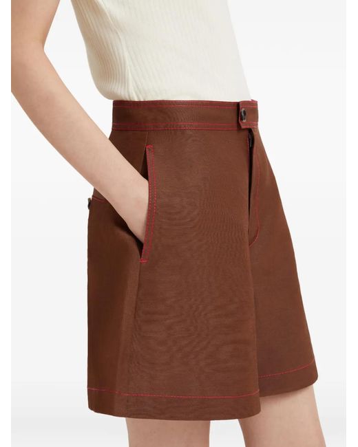 Marni Brown Logo-Patch Shorts