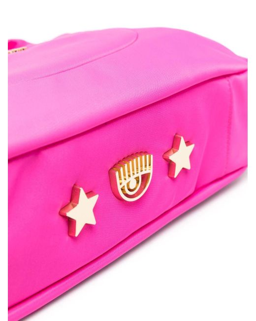 Chiara Ferragni Pink Caia Eyelike-motif Logo-lettering Bag