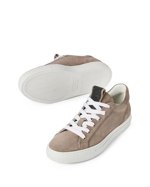 Brunello Cucinelli Brown Suede Sneakers With Precious Loop