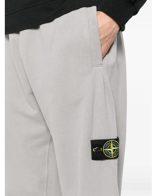 Stone Island Gray Logo-Patch Track Pants for men