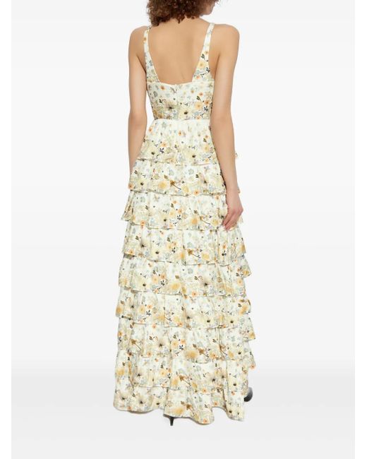 Munthe Metallic Floral-Print Tiered Dress