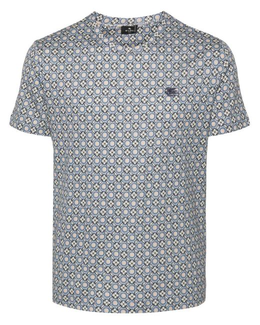 Etro Gray Abstract-pattern Print T-shirt for men