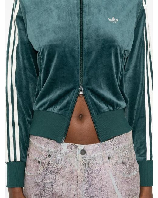 Adidas Green Striped Zip Sweatshirt