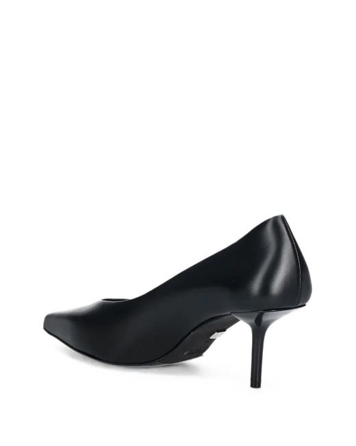 Max Mara Black Pointed-Toe Leather Kitten Pumps