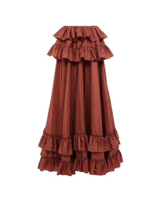Chloé Red Ruffled Maxi Skirt