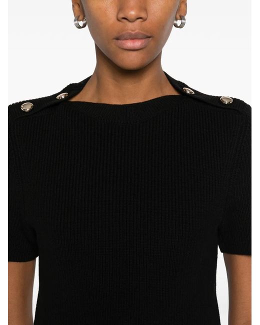 Maje Black Bubble-Hem Short-Sleeve Mini Dress