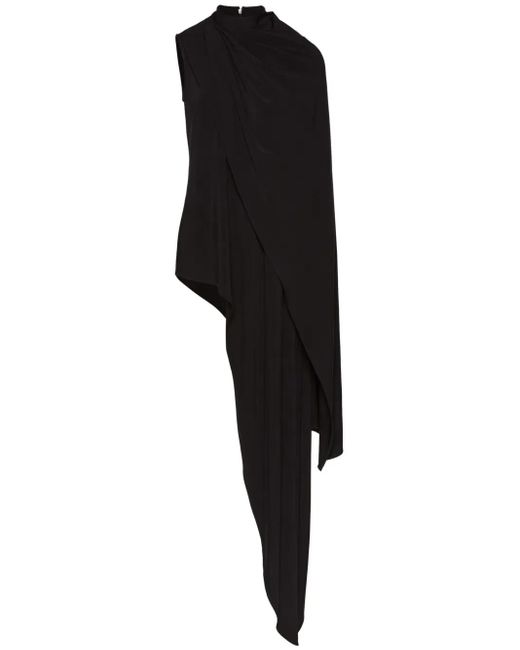 Magda Butrym Black Draped-Detail Mini Dress