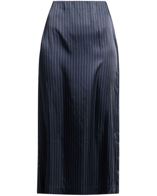Vince Blue Pinstripe-pattern Pencil Midi Skirt