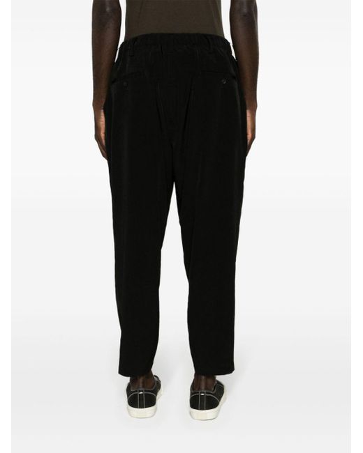Yohji Yamamoto Black Drawstring Tapered Trousers for men