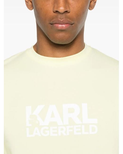Karl Lagerfeld Yellow Logo-Print T-Shirt for men