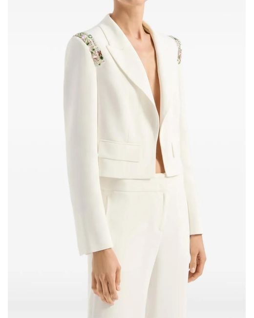 Genny White Cady Embellished Cropped Jacket