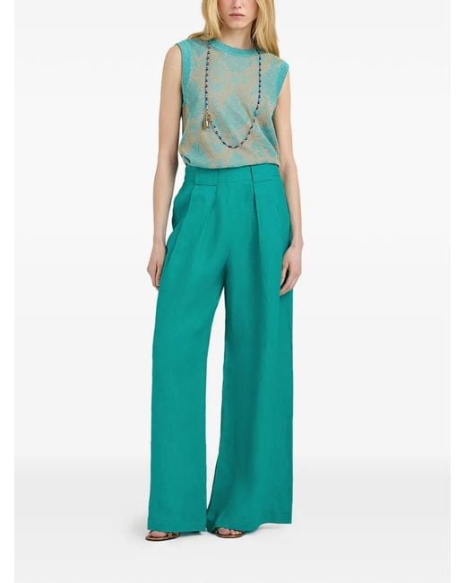 Momoní Green Aspen Pleated Palazzo Pants