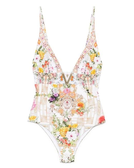 Costume Da Bagno A Righe di Camilla in White