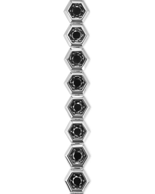 David Yurman White Sterling Hex Pavé Diamond Tennis Bracelet for men