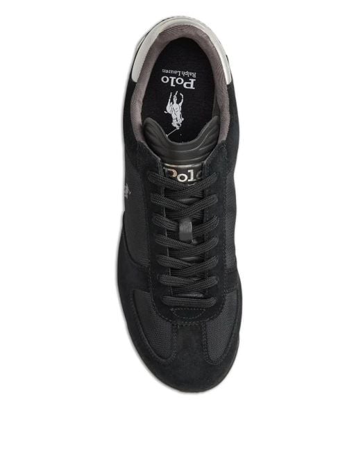 Polo Ralph Lauren Black Suede Panelled Sneakers for men