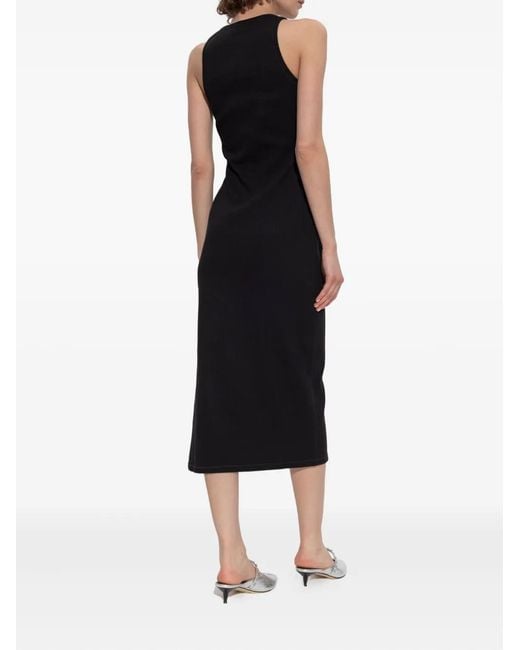 McQueen Black Placket Sleeveless Midi Dress