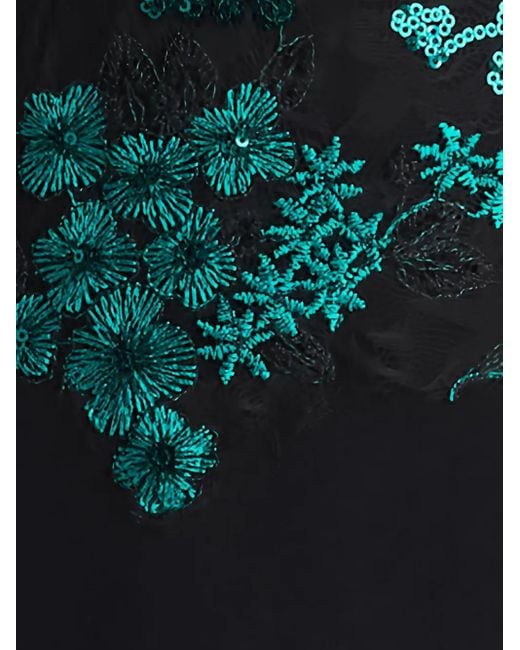 Tadashi Shoji Black Floral-Embellishment Maxi Dress