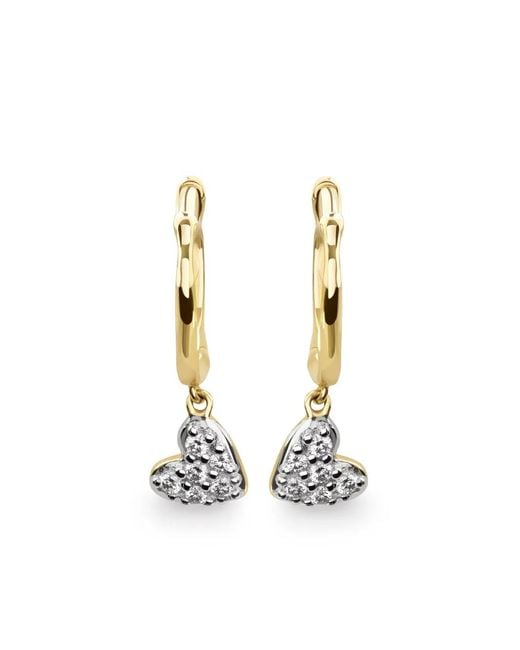 Monica Vinader White Mini Heart Diamond Huggie Earrings