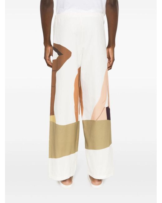 Amir Slama White Graphic-print Wide-leg Trousers for men