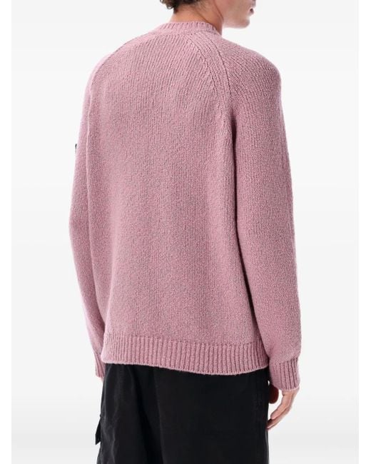 Stone Island Pink Raglan-Sleeve Wool Sweater for men