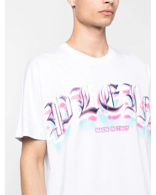 Philipp Plein White Logo-Print Short-Sleeve T-Shirt for men