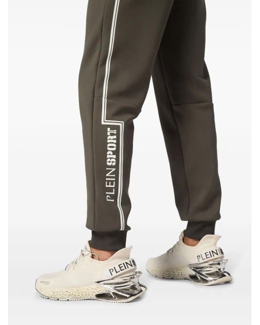 Philipp Plein Green Logo-Print Track Pants for men