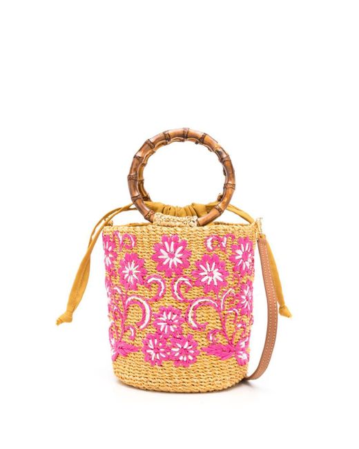 Serpui Pink Michelle Bamboo-handle Bucket Bag