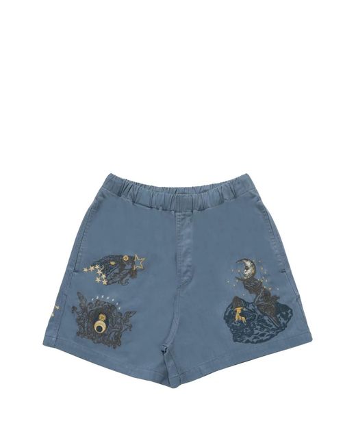 Samuel Zelig Blue La Luna Embroidered Shorts for men