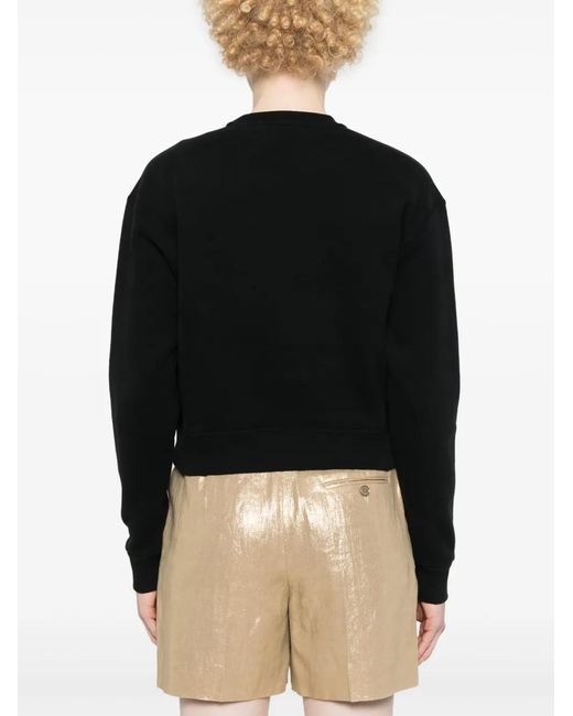 Ralph Lauren Black Logo-Embroidered Tonal Stitching Sweatshirt