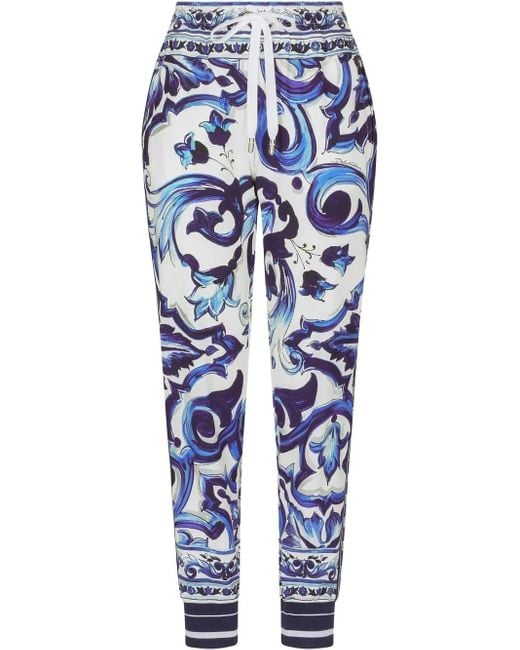 Dolce & Gabbana Blue Majolica-Print Track Pants