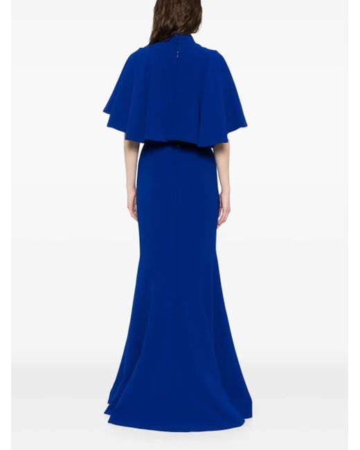 Saiid Kobeisy Blue Fitted Crepe Long Dress