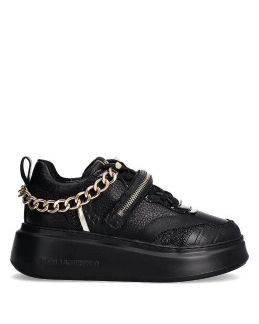 Karl Lagerfeld Black Chain-link Embellished Sneakers