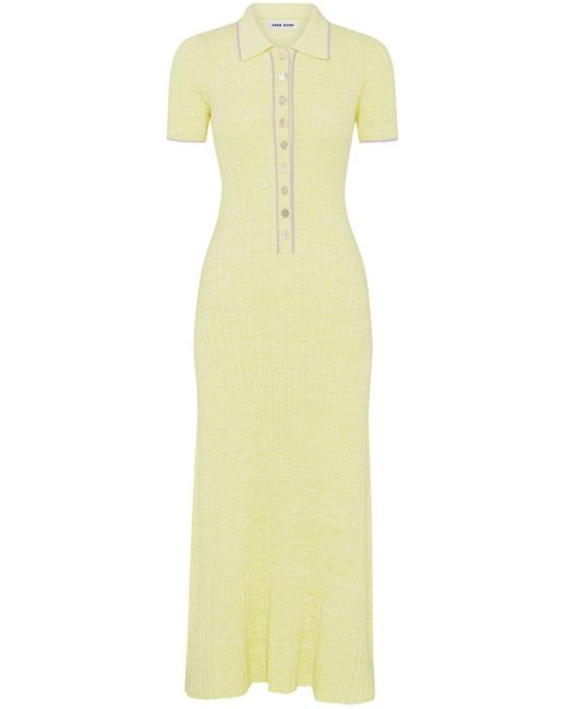 Anna Quan Yellow Penelope Contrasting-trim Polo Dress