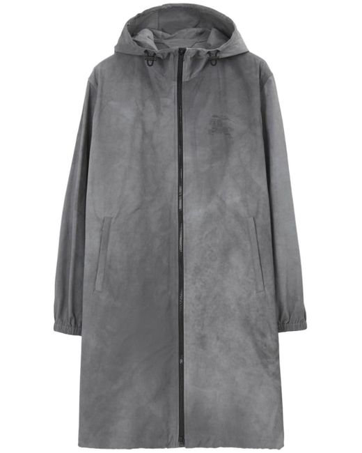 Burberry Gray Single-breasted Hooded Coat for men