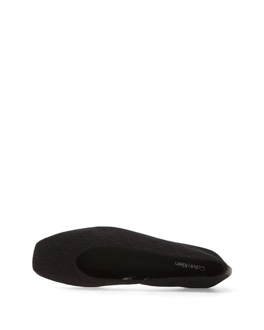Calvin Klein Black Monogram-Patterned Ballet Flats