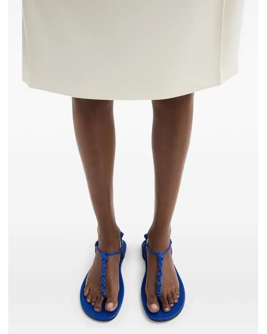Jil Sander Blue Knotted-Strap Flat Sandals