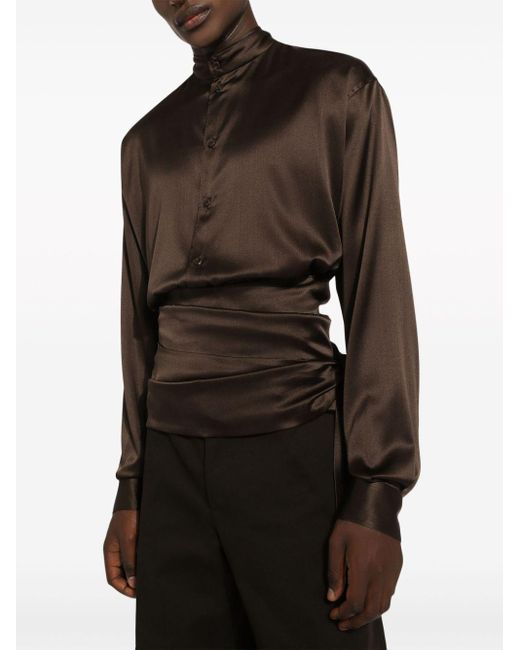Dolce & Gabbana Zijden Overhemd Met Ruches in het Black voor heren