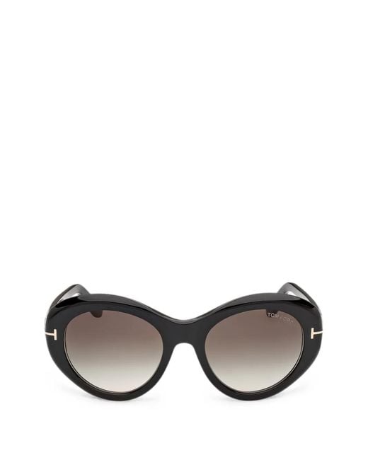 Tom Ford Gray Elodie Round-Frame Sunglasses