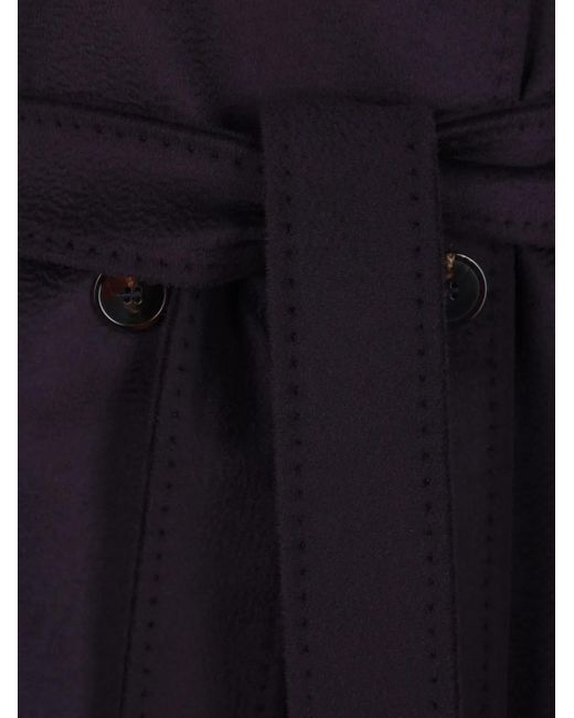 Max Mara Blue Belted Pick-Stitch Coat
