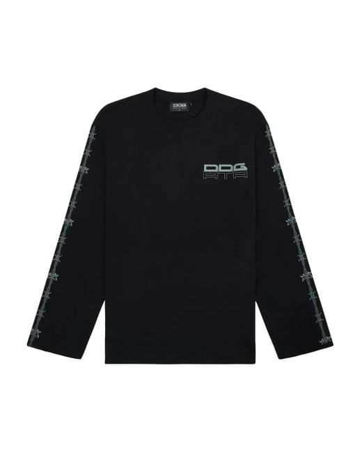 メンズ RTA ロゴ ロングtシャツ Black