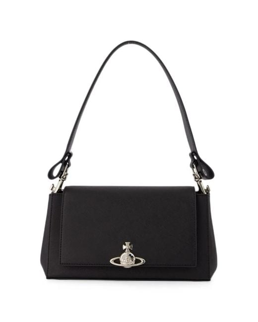 Vivienne Westwood Black Medium Hazel Grained Leather Tote Bag