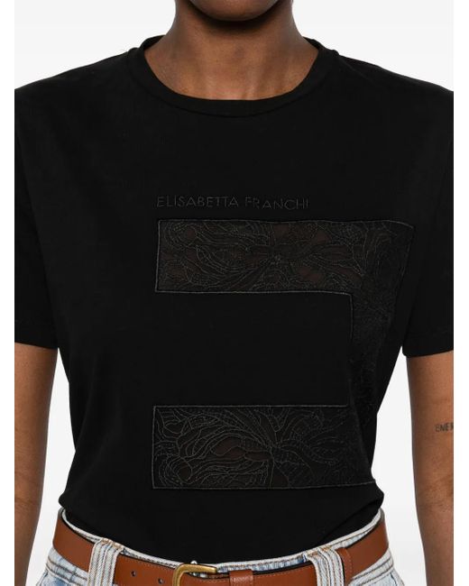 Elisabetta Franchi ボイルロゴ Tシャツ Black