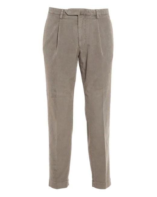 Santaniello Gray Pleated Corduroy Trousers for men