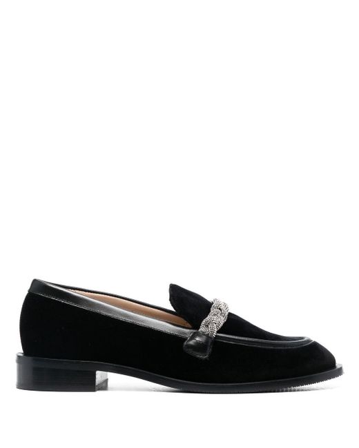 Stuart Weitzman Palmer High Shine 20mm Embellished Loafers in Black ...