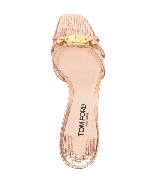 Tom Ford Pink Whitney T Metallic Leather Mules