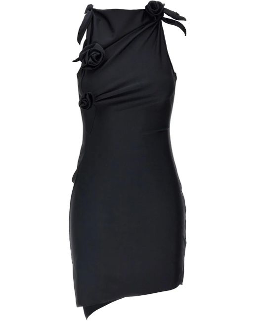 Abito Corto Asimmetrico Con Inserto Floreale di Coperni in Black